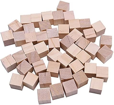 Rebaba 50 peças inacabadas cubos artesanais de madeira, bloqueios quadrados em branco Cubos sólidos