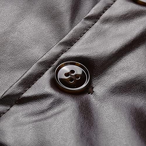 Colete de couro retrô de Zdfer, botão sem mangas de tamanho Voletes vintage de cor de cintura de pescoço com coletes