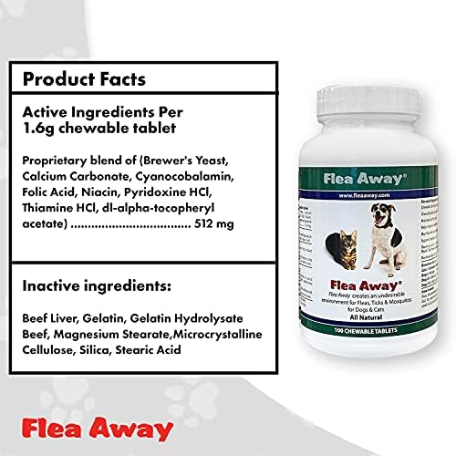 Flea Away todo suplemento natural para pulgas, carrapatos e prevenção de mosquitos para cães