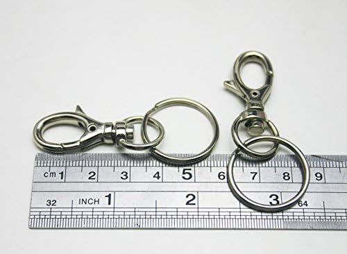TIANBANG Silvery Comprimento: 1,65 Anel oval de lagosta Garra com anel de chave de 1 para pacote de cinta
