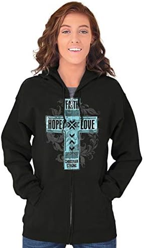Faith Hope Love Cruz Christian Zip Hoodie Sorto Mulheres