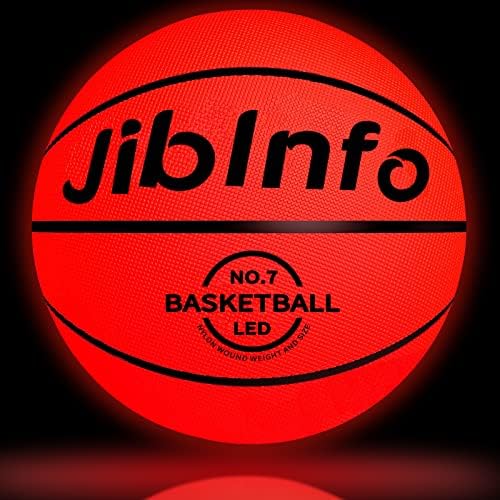 Jibinfo ilumine o basquete, basquete led tamanho 7 com bomba e baterias, brilhar no basquete escuro, bola de