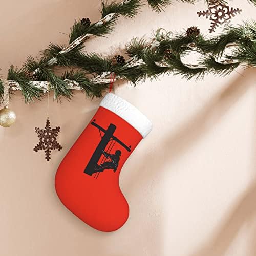 Lineman Yuyuy silhueta de Natal Decoração de férias lareira pendurada meias de 18 polegadas de 18 polegadas
