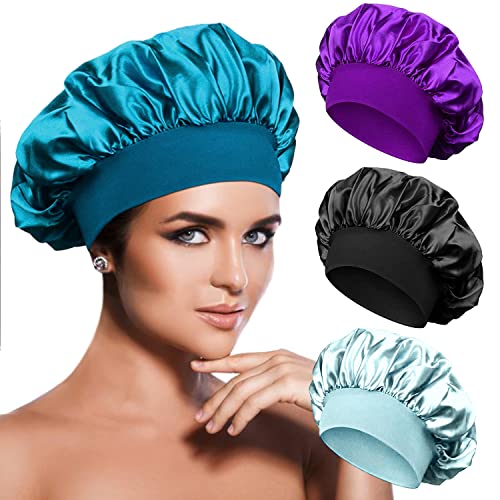 4 PCs Captos de cetim Capas de cabeceira de cabelos de banda ampla e sedosa para mulheres negras