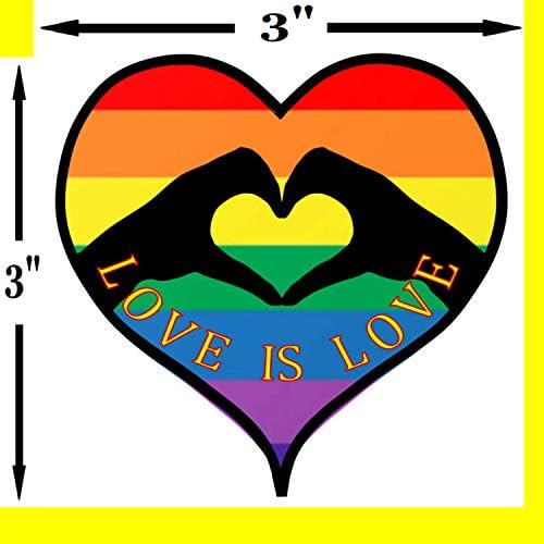 LGBT Love Is Love Rainbow Gay Pride Stick - Decalque artístico em forma de coração de vinil premium para computadores