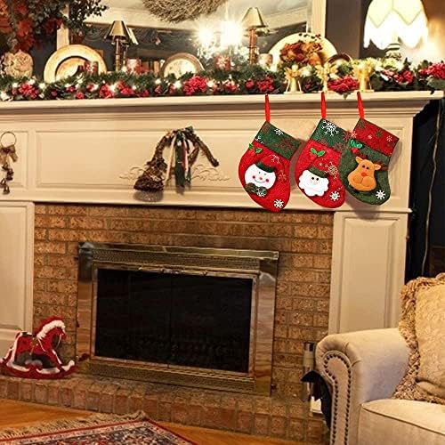 Umbresen 4 Pacote meias de Natal para lareira de Natal Ornamentos de árvore de meias para enxurrar meias