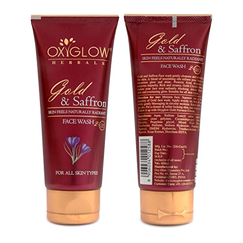 Oxyglow ouro e açafrão todos os tipos de pele lavagem de face 100 ml