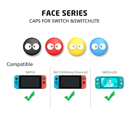 4 PCs Design de expressão engraçada Nintendo Switch Button Caps Caps de aperto de polegar Cap de