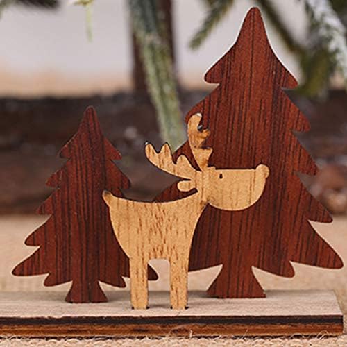 AMOSFUN Decoração de desktop de Natal Decoração de madeira DIY DIY Ornamentos de madeira decoração de festa