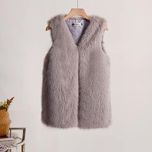 Narhbrg Faux Fur Colets for Women Casual Sleeveless Calete Jacket Sweater Open Front Front Long Cardigan