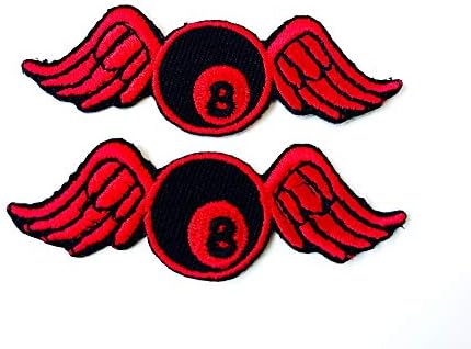 TH TH DE 2 PONTA DE BILHOS DE MINI RED RED 8 BOLAS Com asas voando Ball Ball Patches de desenho