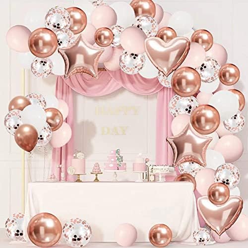 Duile Rose Gold Balloons Garland Arch Kit Rose Gold Rosa Pink Balões de Latex Branco para Bridal