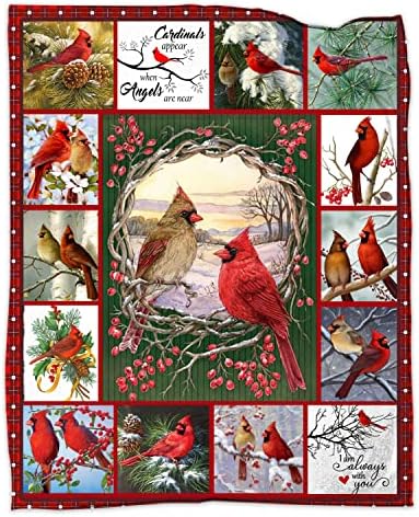 NVDOXSA Red Cardinal Bird Blanket, presente do dia dos namorados Presente 60 x50 Presente de cobertor de Natal