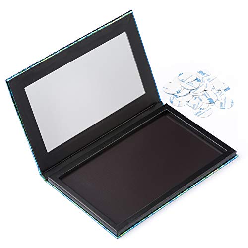 Allwon Paleta Magnetic Sereia Paleta de maquiagem vazia com espelho e 30pcs adesivos adesivos de paleta