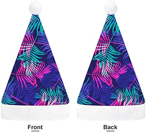 Chapéu de Natal de folha de palmeira de neon Tropical Função de Natal Papai Noel Hats Crush curtos com punhos