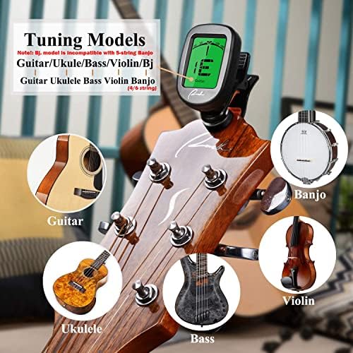 Ranch Guitar Tuner Clipe para guitarra acústico/elétrico, ukulele, violino, baixo, banjo e modos de ajuste cromático