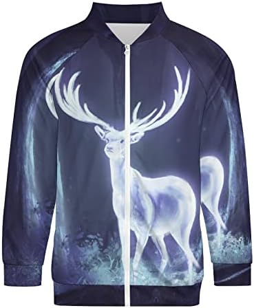 Fantasy Deer Unissex Raglan Jacket Jacket-Front Sweatshirt Crewneck Cool Jacket Casual Outwear