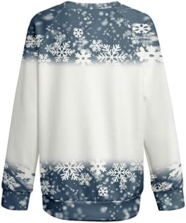 Christmas Snowflake Sweatshirt Mulheres Camisa de impressão de rena fofas Xmas plus size size raglan manga longa