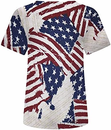 4º de julho Camisas femininas Dia da independência Tops de verão Camiseta curta Camiseta Patirótica American