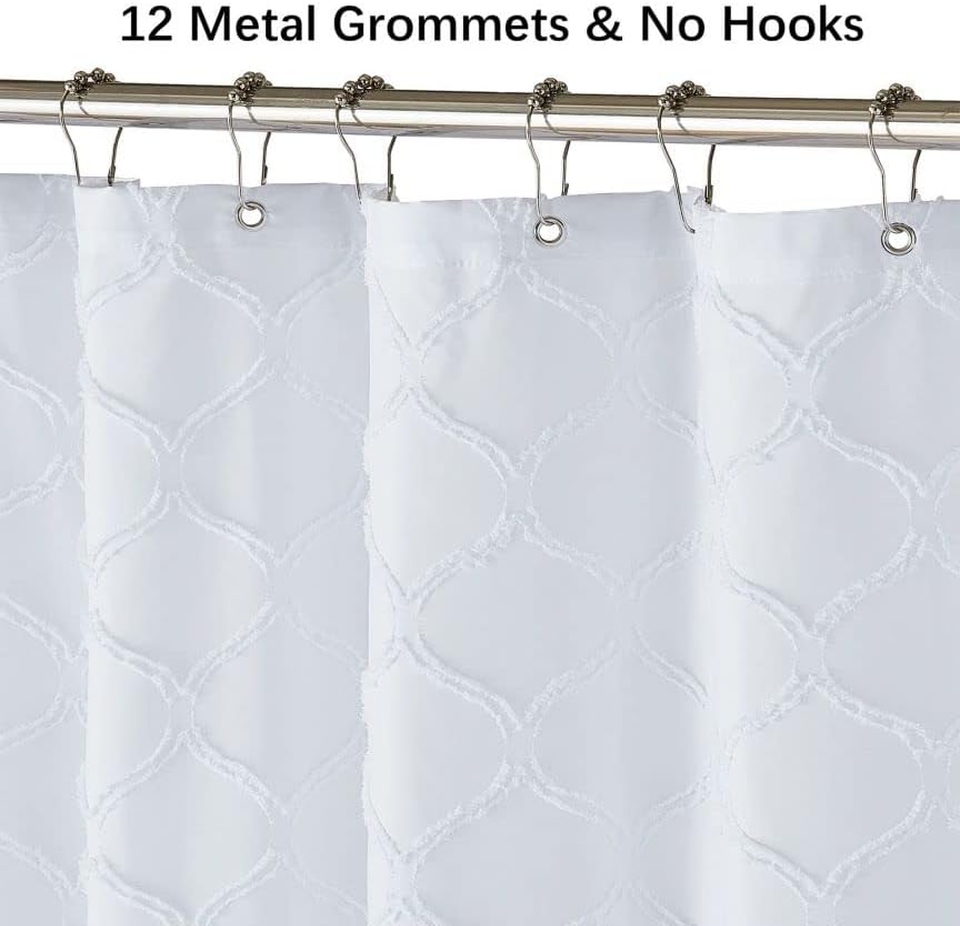 Cosevier White Boho Fabric Curtain com cortinas de chuveiro moderno e moderno de pano de fazenda para