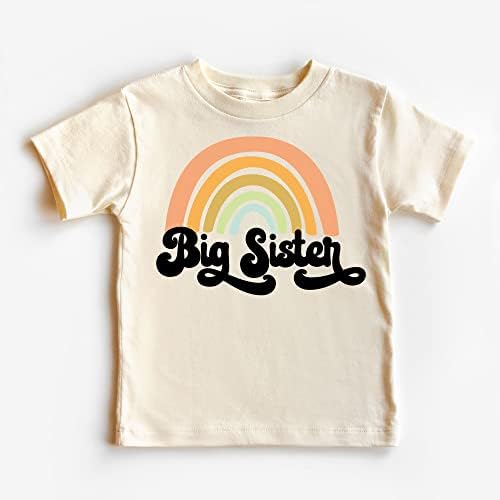 Retro Rainbow Big Sister Irmão Camisa de Anúncio para Baby and Toddler Girls Irmãs Roupas