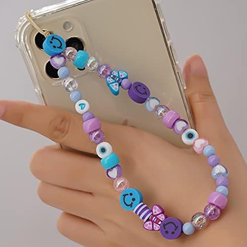 Isysuii Phone Phone Polomégio Strap para mulheres meninas, Smiley Face Rainbow Phone Charm Chain
