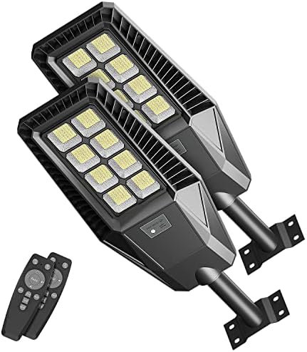 Tenkoo 2 pacote 800W Solar Street Light, 384 LEDS 50000LM CRADE