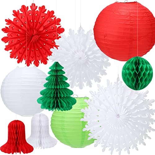 Lanternas de papel de decoração de Natal, Famolay 10pcs Árvore de Natal Decorações