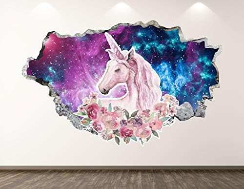 West Mountain Unicorn Wall Decalt Art Decor 3D Adesivo de animais mural quarto de vinil presente