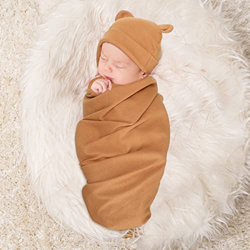 Geyoga 2 sets recém-nascidos infantis chapéu de swaddle infantil beanie ouvido bebê recebendo cobertores recém-nascidos