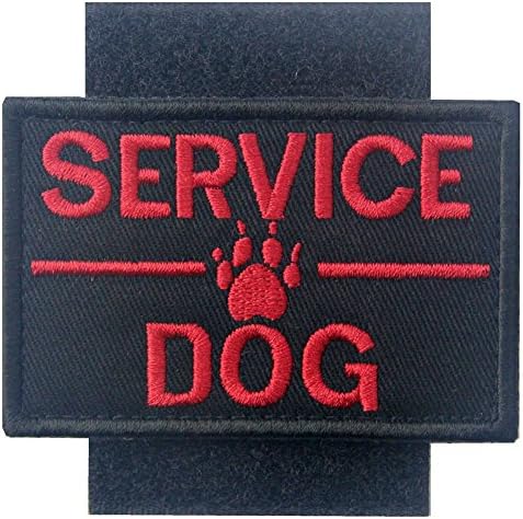 Cão de serviço com rastrear Paw Bordoused Applique Morale Hook & Loop Patch - Red