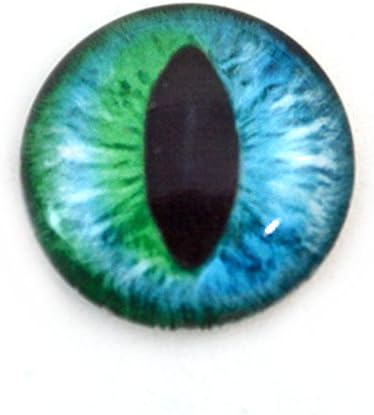 Dragão azul e verde único de 25 mm ou olho de vidro de gato para esculturas de taxidermia ou artesanato de jóias