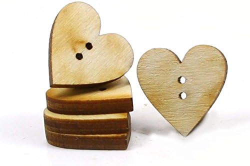 MyLittlewoodshop - PKG de 6 - Botão do coração - 3/4 polegadas por 3/4 polegadas com 2 orifícios