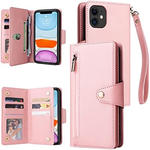 Ailampe iPhone 11 Case, iPhone 11 Case Wallet, iPhone 11 Wallet Case for Women With 9 Card Titulars & Kickstand