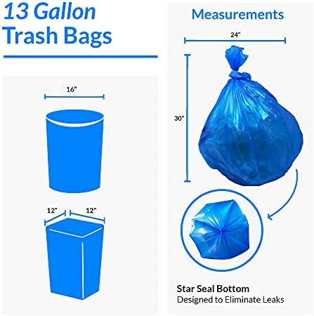 Reli. Supervisiona 13 sacos de reciclagem de galões | 300 contagem | Cozinha alta | Sacos de lixo azul