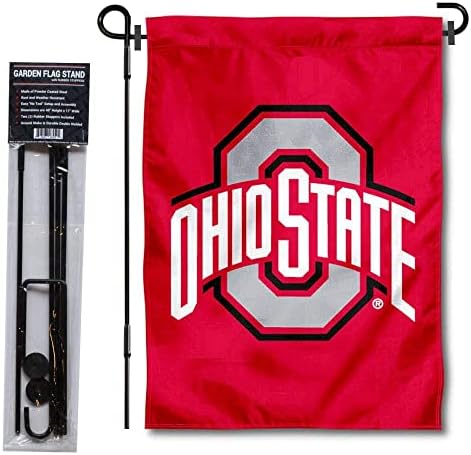 Bandeira do jardim do estado de Ohio Buckeyes e suporte do poste de bandeira
