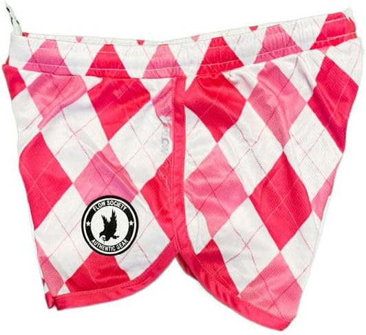 Flow Society Pink e White Argyle Girls Athletic Shorts