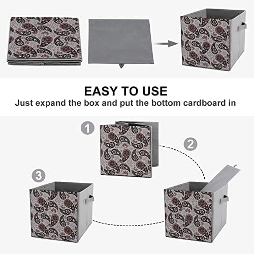 Padrão de Paisley caixas de armazenamento dobrável Printd Fabric Cube Caixas com alças para brinquedos