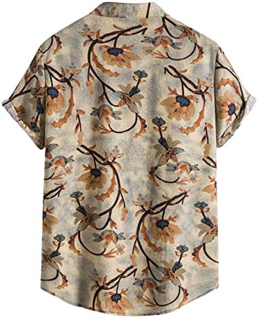 Camisa de algodão de verão para masculino de manga curta casual camisetas listradas vintage aloha havaian praia