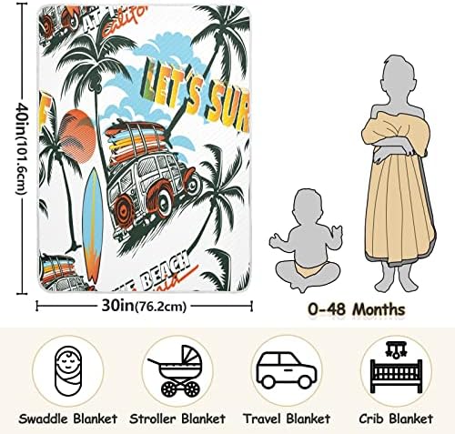 Cobertor de cobertor Surfboard Palm Tree Car Cottorle