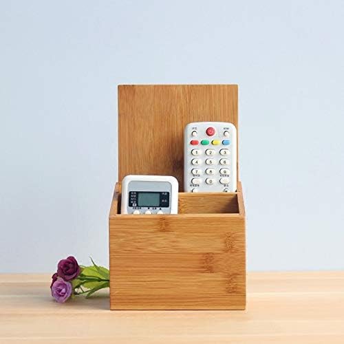 Caixa de armazenamento de bambu de Anncus 2 slots decoração de mesa de controle remoto titular