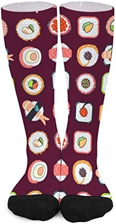 Padrão de sushi japonês Padrão de cores impressas de cores correspondentes ao joelho atlético meias altas para
