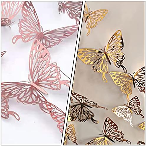 Adesivos de parede de borboleta 3d hemotão, 72pcs de decalques de parede de borboleta dourada decalques