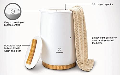 Westinghouse Luxury Bucket Style, grande aquecedor de toalhas para banheiro, aquecimento rápido, desligamento