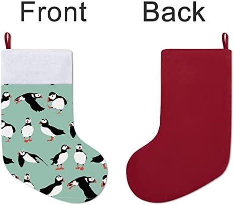 Puffin Bird Christmas Stocking Socks com lareira macia pendurada para a decoração da casa da