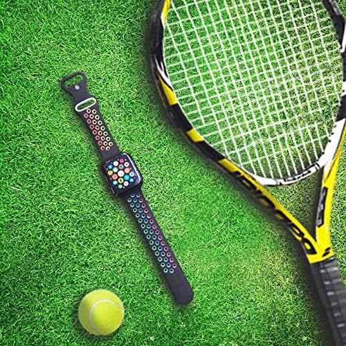 Rainbow Sport Silicone Bands Compatível com Apple Watch Band 45mm 44mm 42mm 41mm 40mm 38mm 49mm para