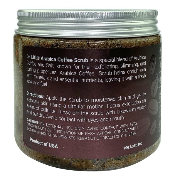 Arábica Coffee Scrub, 15,59 Oz - Hidratante e esfoliante esfoliante de corpo inteiro para mulheres