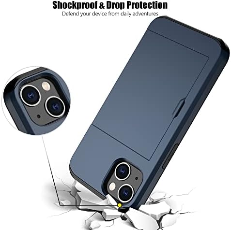NVOLLNOE para iPhone 14 Plus Case com porta -cartas, Proteção pesada protetora dupla camada de choque de