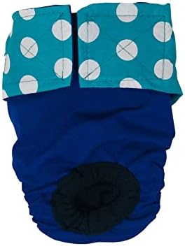 Polca turquesa de Barkertime em Blue Premium Imper impermeável fralda de cachorro, XL, sem orifício