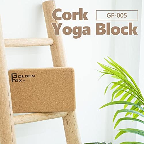 Golden Fox Cork Yoga Block - Prop e acessório de ioga, textura naturalmente aderente, alta densidade,